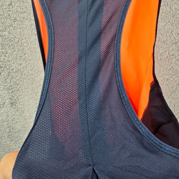 Lululemon Safety Orange Racerback Tank Workout Sleeveless Navy Back Size 10 - Picture 5 of 9